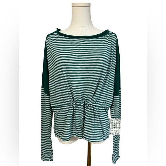 Free People Tops - Free People (We the free) Striped Drawstring Waist Top